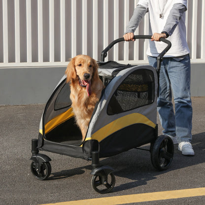 Foldable Dog Stroller – Large 4-Wheel Pet Wagon, Holds Up to 55kg