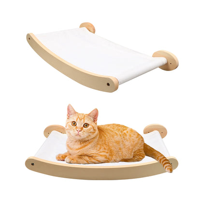 Wall-Mounted Cat Hammock – Wooden Scratcher, Perch & Bed for Cats