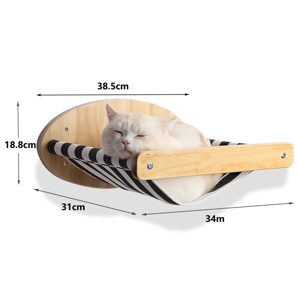 Wall-Mounted Cat Hammock – Wooden Scratcher, Perch & Bed for Cats