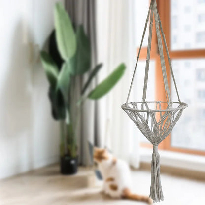 CozyPaws™ Handmade Woven Cat Hammock – Hanging Swing with Mesh Pocket