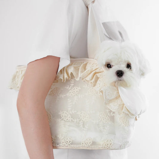 Onecute™ Puppy Carrier – Lace Handheld & Shoulder Bag for Small Dogs